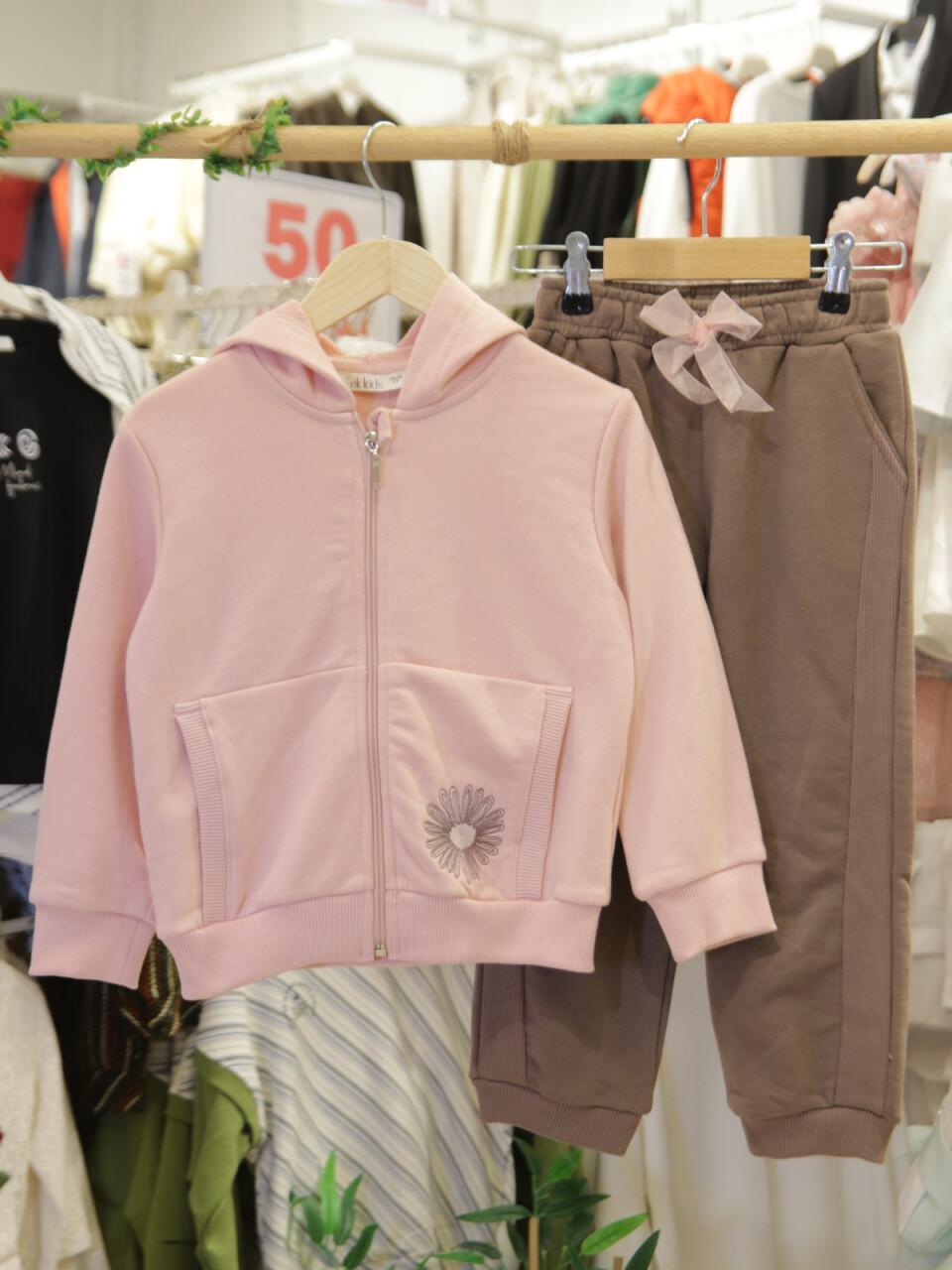 Kız Çocuk Eşofman Takım 4-8 Yaş 19501 Pudra - Kahverengi - 3