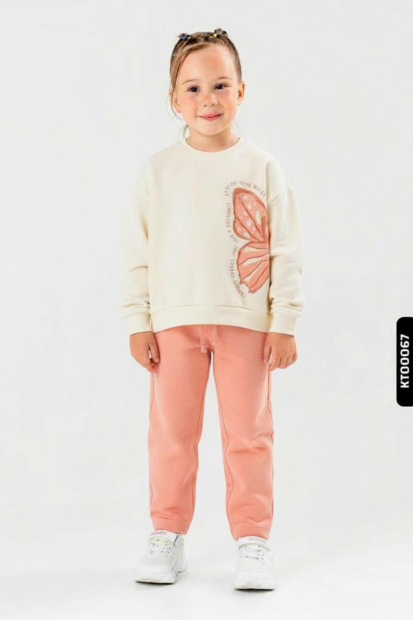 Kız Çocuk 2'li Kombin Takmı 4-8 Yaş SET0408 Pudra - 1