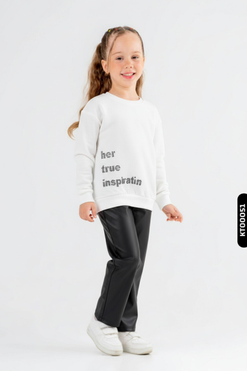 Kız Çocuk 2'li Kombin Takım 8-14 Yaş SET0389 Siyah - 1