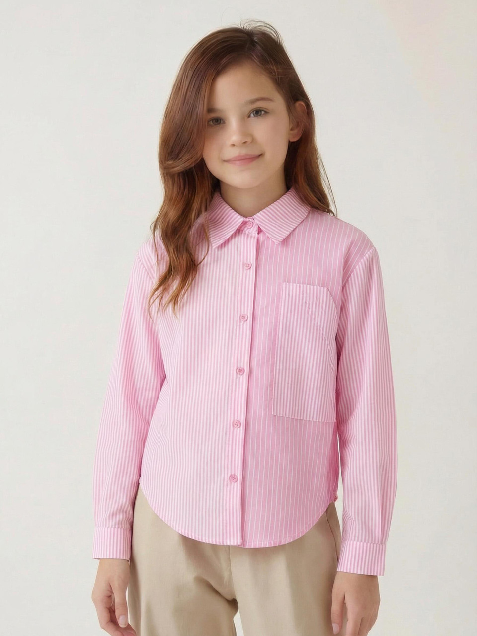 Kız Çocuk Gömlek 4-8 Yaş 38559 Pembe - 1