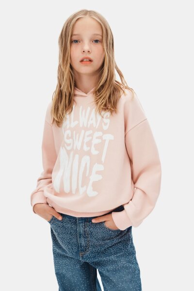 Kız Çocuk Sweatşirt 8-14 Yaş 39323 Pudra - NK KİDS