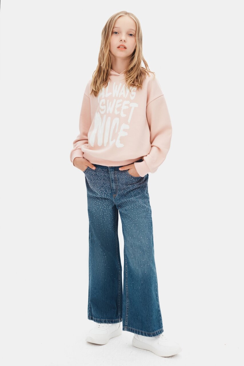 Kız Çocuk Sweatşirt 8-14 Yaş 39323 Pudra - 2