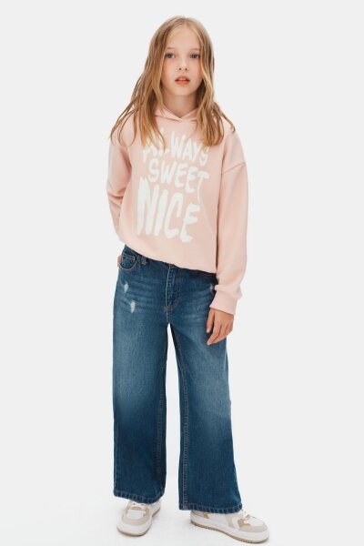 Kız Çocuk Sweatşirt 8-14 Yaş 39323 Pudra - 6