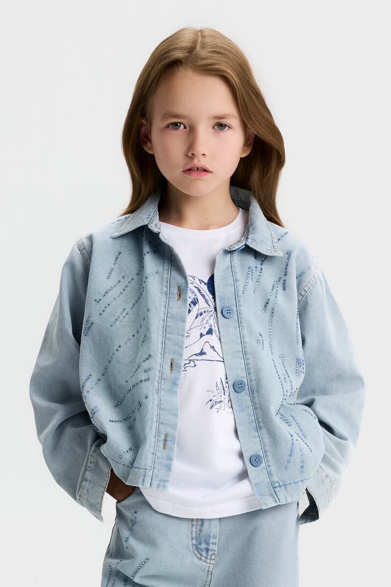 Kız Çocuk Ceket 8-14 Yaş 31704 Açik Mavi - 1