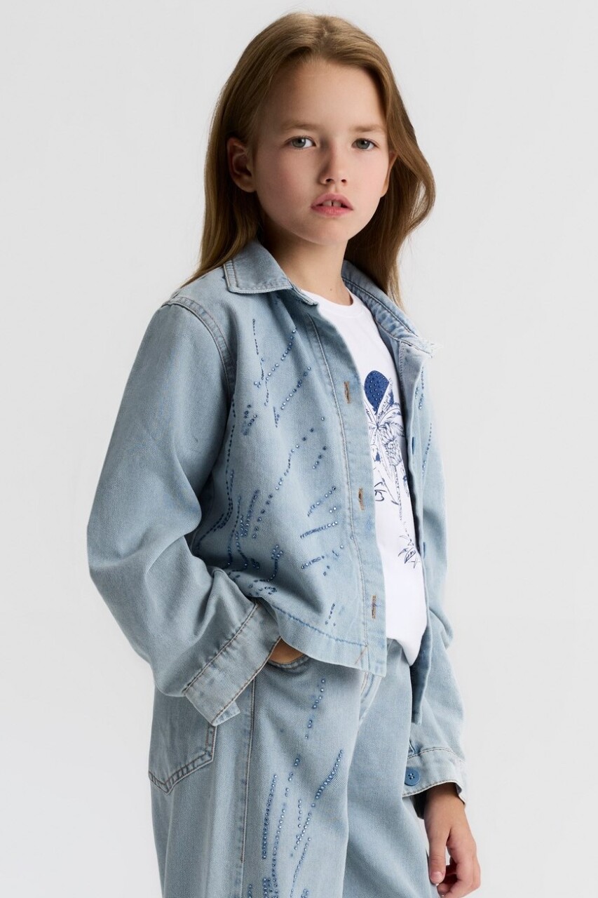 Kız Çocuk Ceket 8-14 Yaş 31704 Açik Mavi - 3