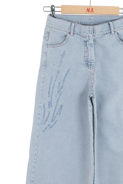 Kız Çocuk Jean Pantolon 8-14 Yaş 51706 Mavi - 6