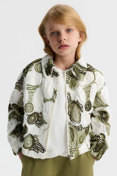 Kız Çocuk Ceket 4-8 Yaş 31542 Ekru - Yeşil - NK KİDS