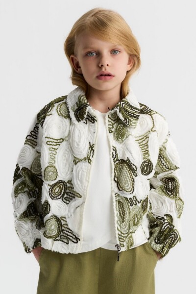 Kız Çocuk Ceket 4-8 Yaş 31542 Ekru - Yeşil - 2