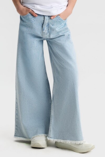 Kız Çocuk Jean Pantolon 8-14 Yaş 51703 Açik Mavi - NK KİDS