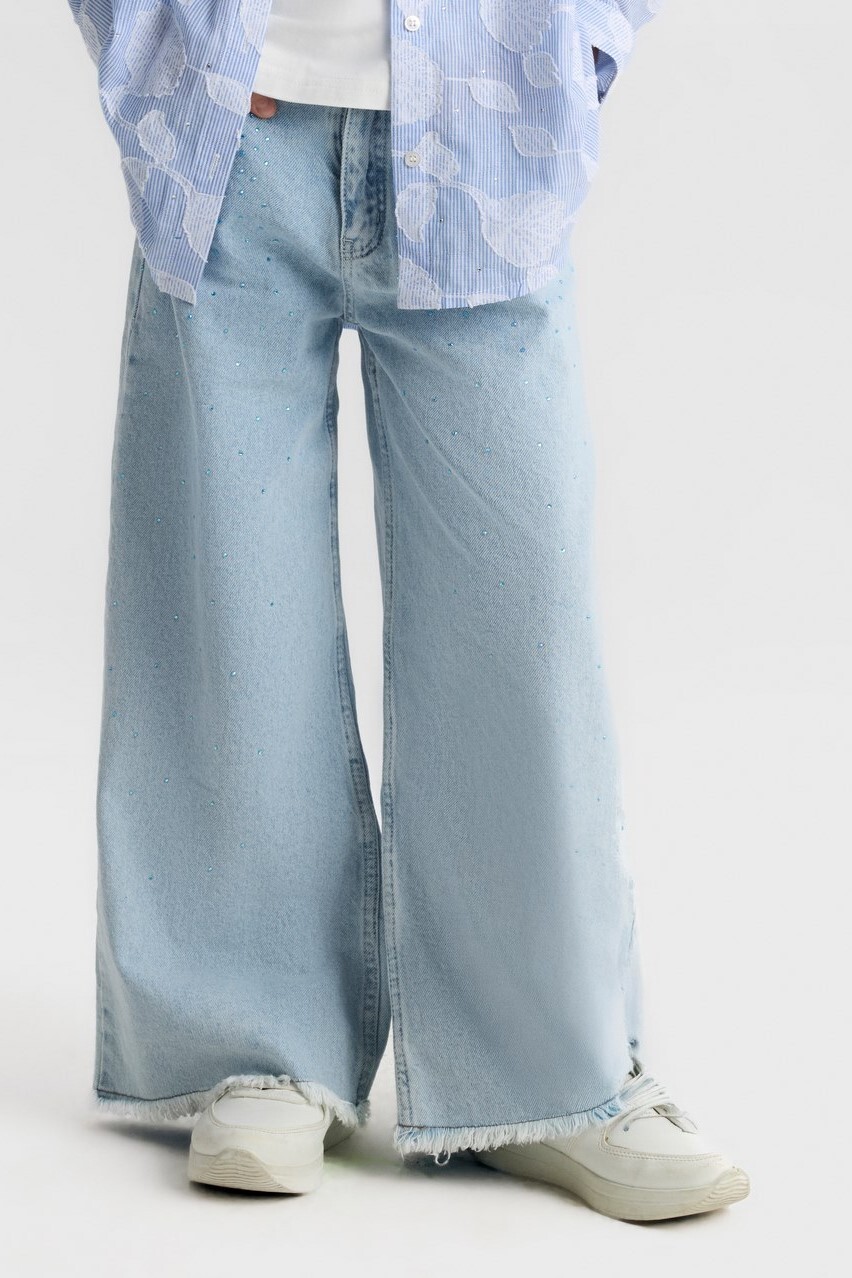 Kız Çocuk Jean Pantolon 8-14 Yaş 51703 Açik Mavi - 2