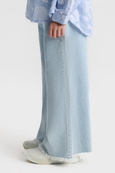 Kız Çocuk Jean Pantolon 8-14 Yaş 51703 Açik Mavi - 3