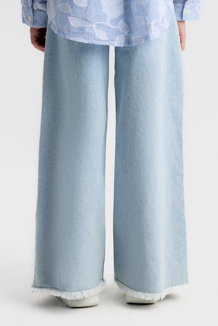 Kız Çocuk Jean Pantolon 8-14 Yaş 51703 Açik Mavi - 4