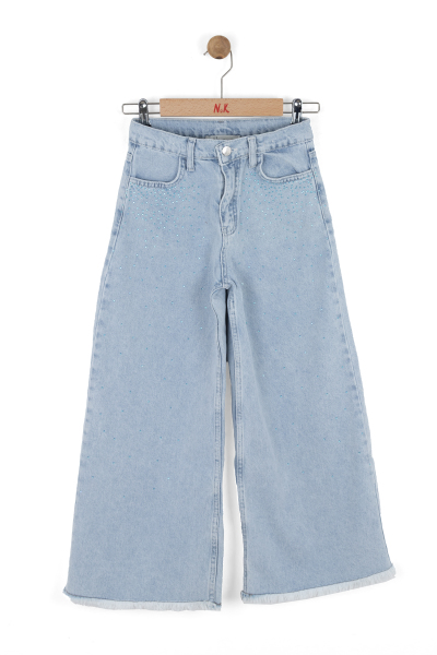 Kız Çocuk Jean Pantolon 8-14 Yaş 51703 Açik Mavi - 5