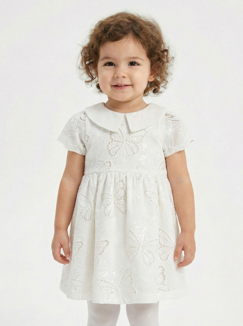 Kız Çocuk Elbise 1-4 Yaş 71600 Ekru - 1