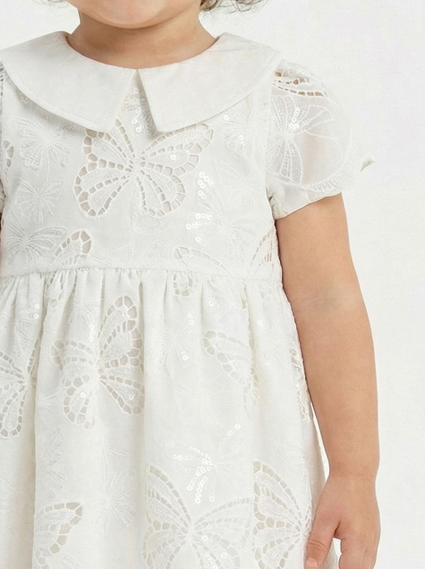 Kız Çocuk Elbise 1-4 Yaş 71600 Ekru - 3