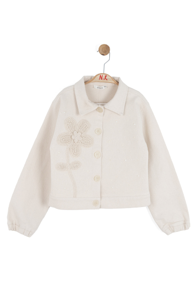 Kız Çocuk Ceket 8-14 Yaş 31315 Krem - 4