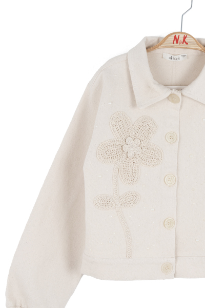 Kız Çocuk Ceket 8-14 Yaş 31315 Krem - 5