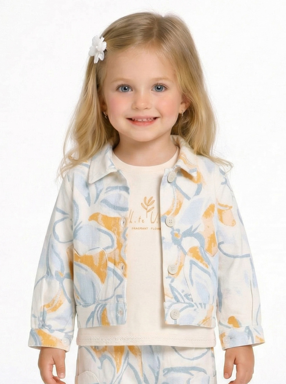 Kız Çocuk Ceket 1-4 Yaş 31613 Krem - Mavi - 1