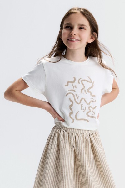 Kız Çocuk Tişort 8-14 Yaş 31331 Ekru - Vizon - NK KİDS
