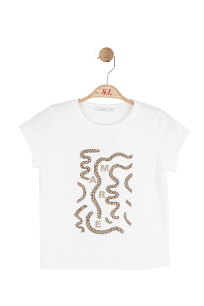 Kız Çocuk Tişort 8-14 Yaş 31331 Ekru - Vizon - 2