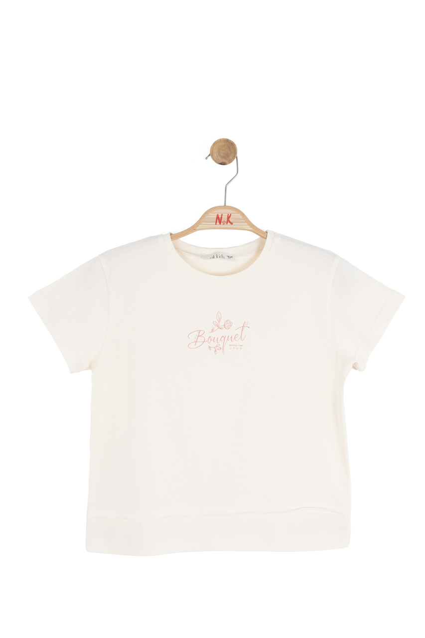 Kız Çocuk Tişort 8-14 Yaş 31361 Krem - Pembe - 3