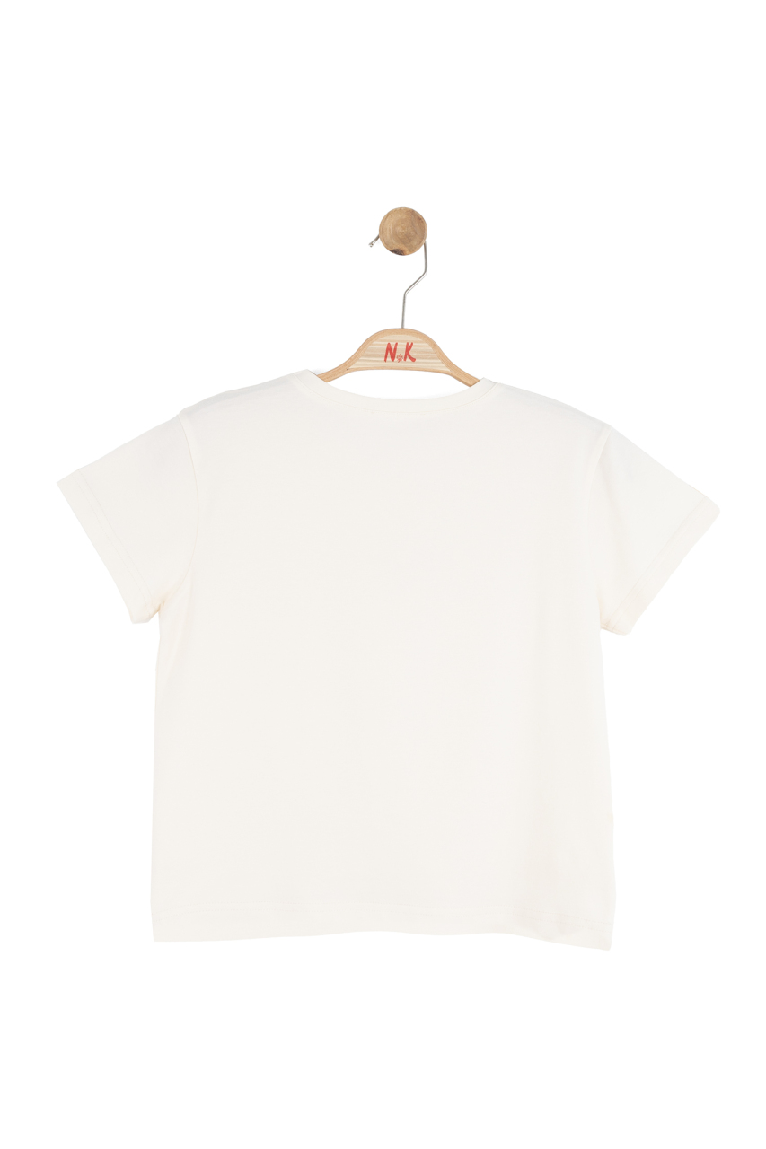 Kız Çocuk Tişort 8-14 Yaş 31361 Krem - Pembe - 4