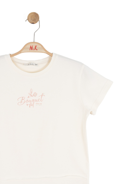 Kız Çocuk Tişort 8-14 Yaş 31361 Krem - Pembe - 5