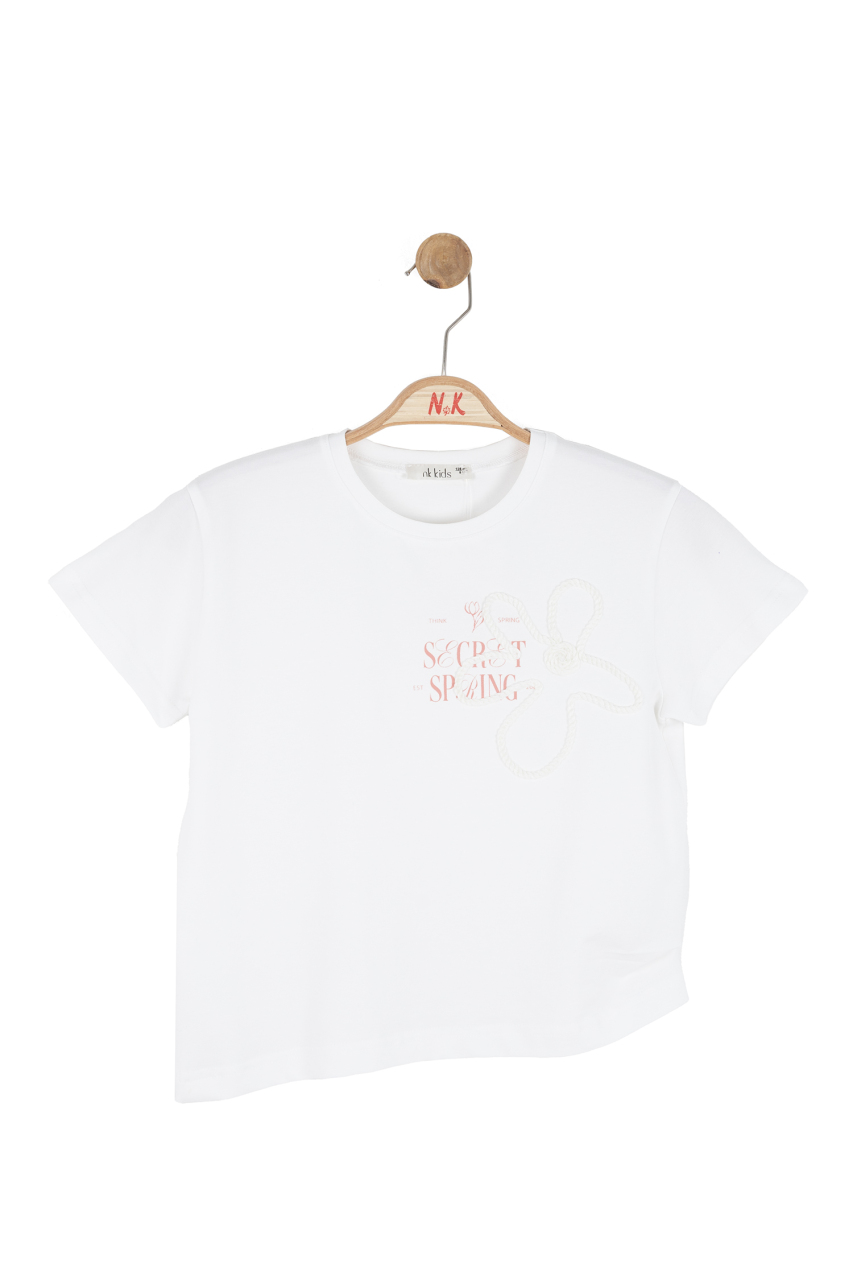 Kız Çocuk Tişort 8-14 Yaş 31364 Ekru - Coral - 3