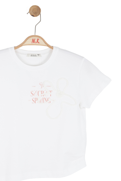 Kız Çocuk Tişort 8-14 Yaş 31364 Ekru - Coral - 4