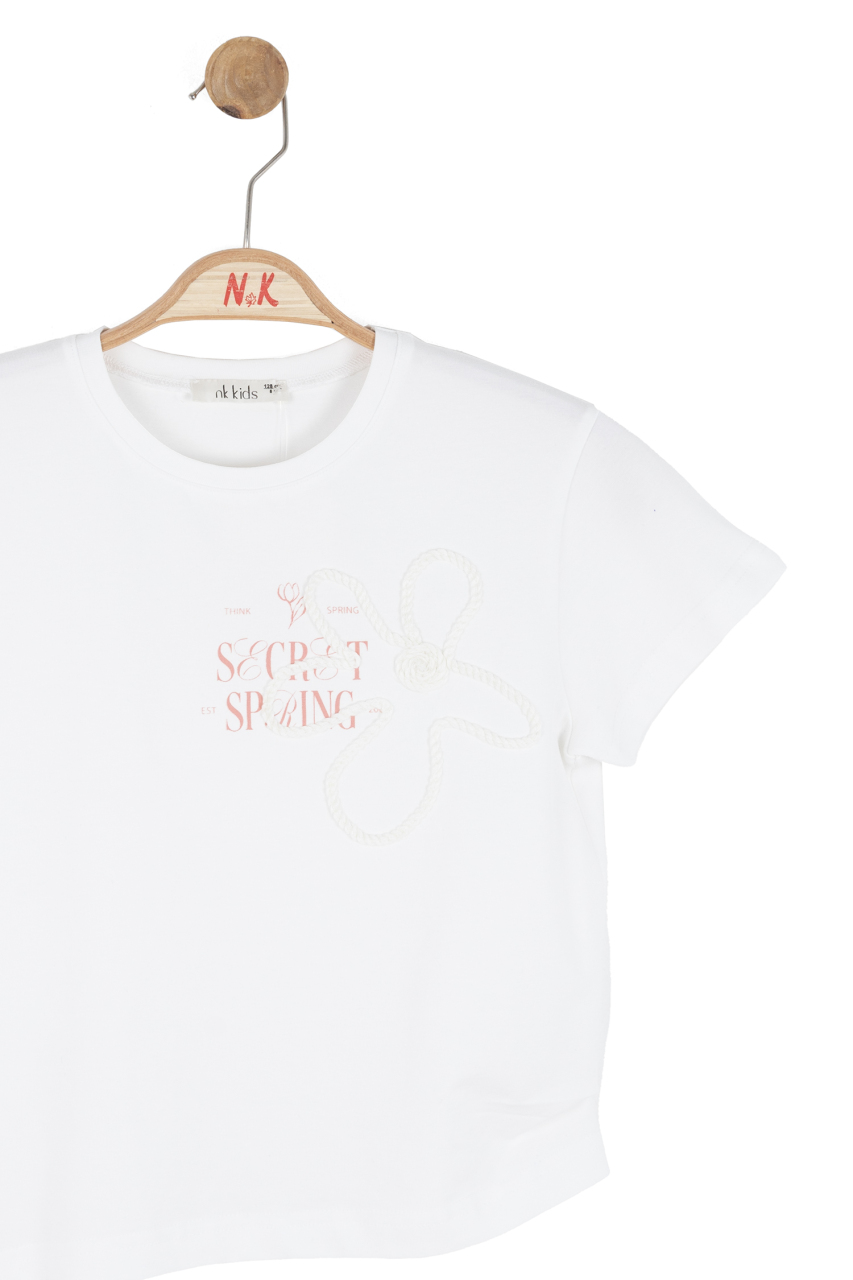 Kız Çocuk Tişort 8-14 Yaş 31364 Ekru - Coral - 4