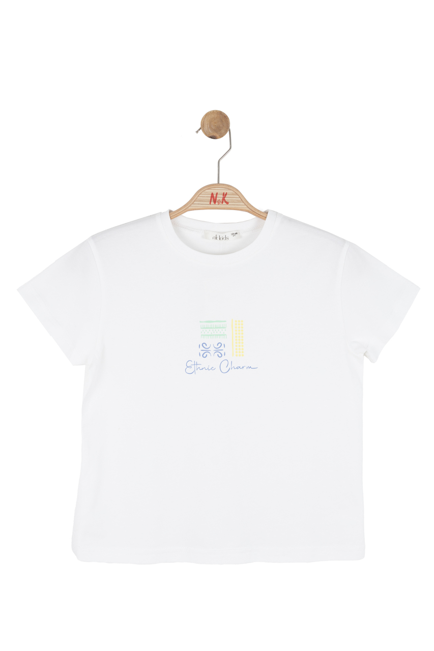 Kız Çocuk Tişort 8-14 Yaş 31394 Ekru - 2