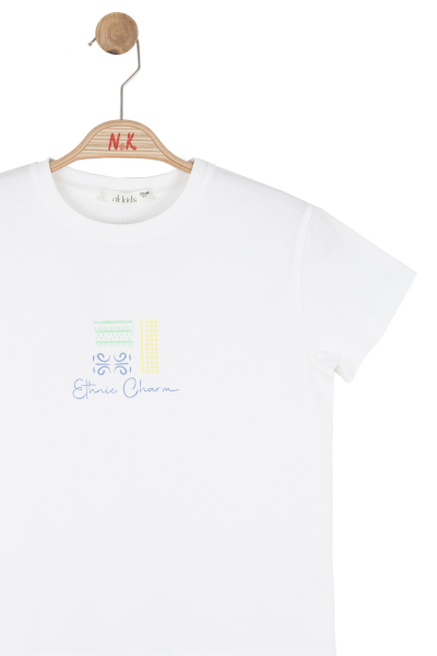 Kız Çocuk Tişort 8-14 Yaş 31394 Ekru - 3