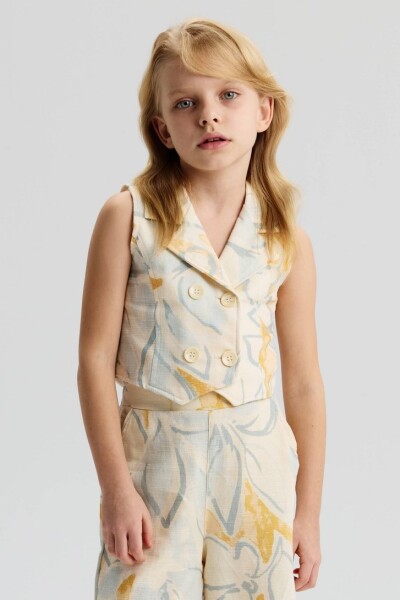 Kız Çocuk Yelek 4-8 Yaş 31501 Krem - NK KİDS