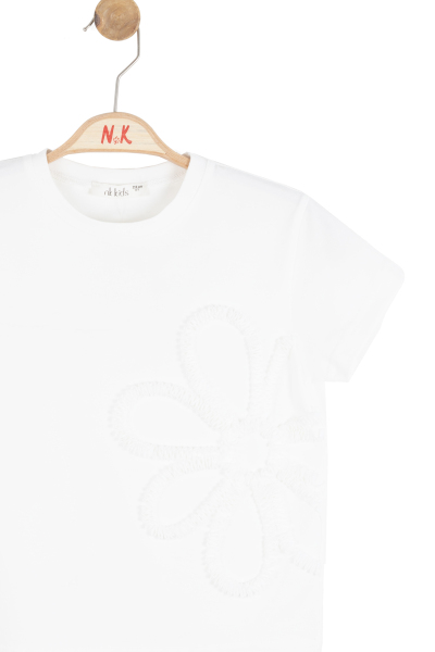 Kız Çocuk Tişort 4-8 Yaş 31503 Ekru - 3