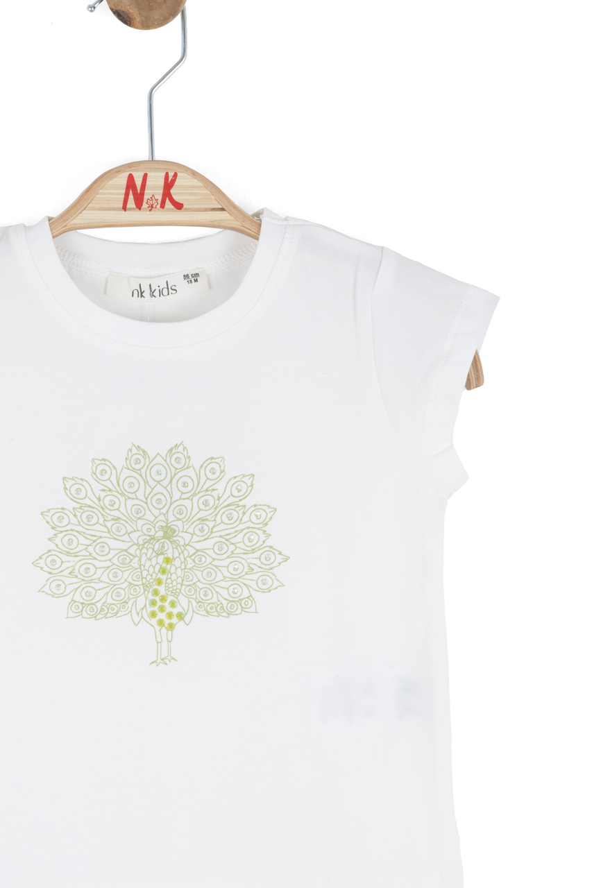 Kız Çocuk Tişort 1-4 Yaş 31626 Ekru - Yeşil - 5