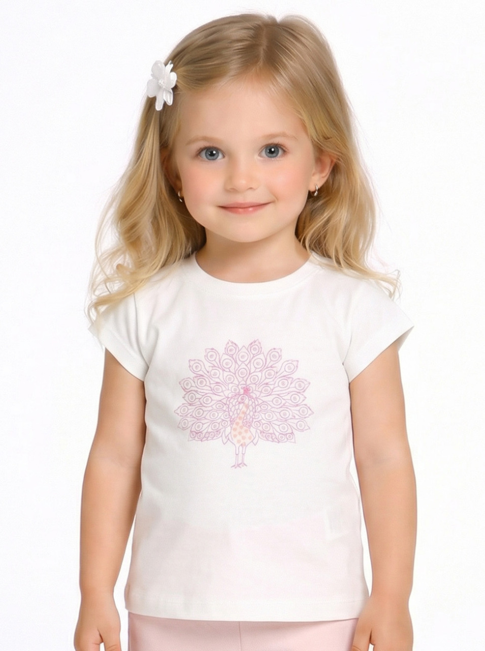 Kız Çocuk Tişort 1-4 Yaş 31626 Ekru - Lila - 1