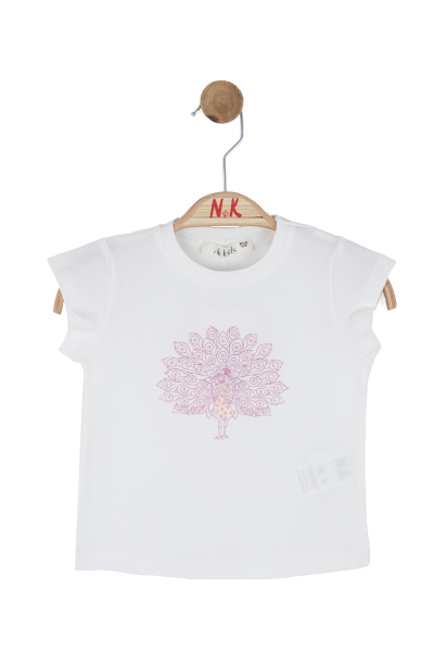 Kız Çocuk Tişort 1-4 Yaş 31626 Ekru - Lila - 3