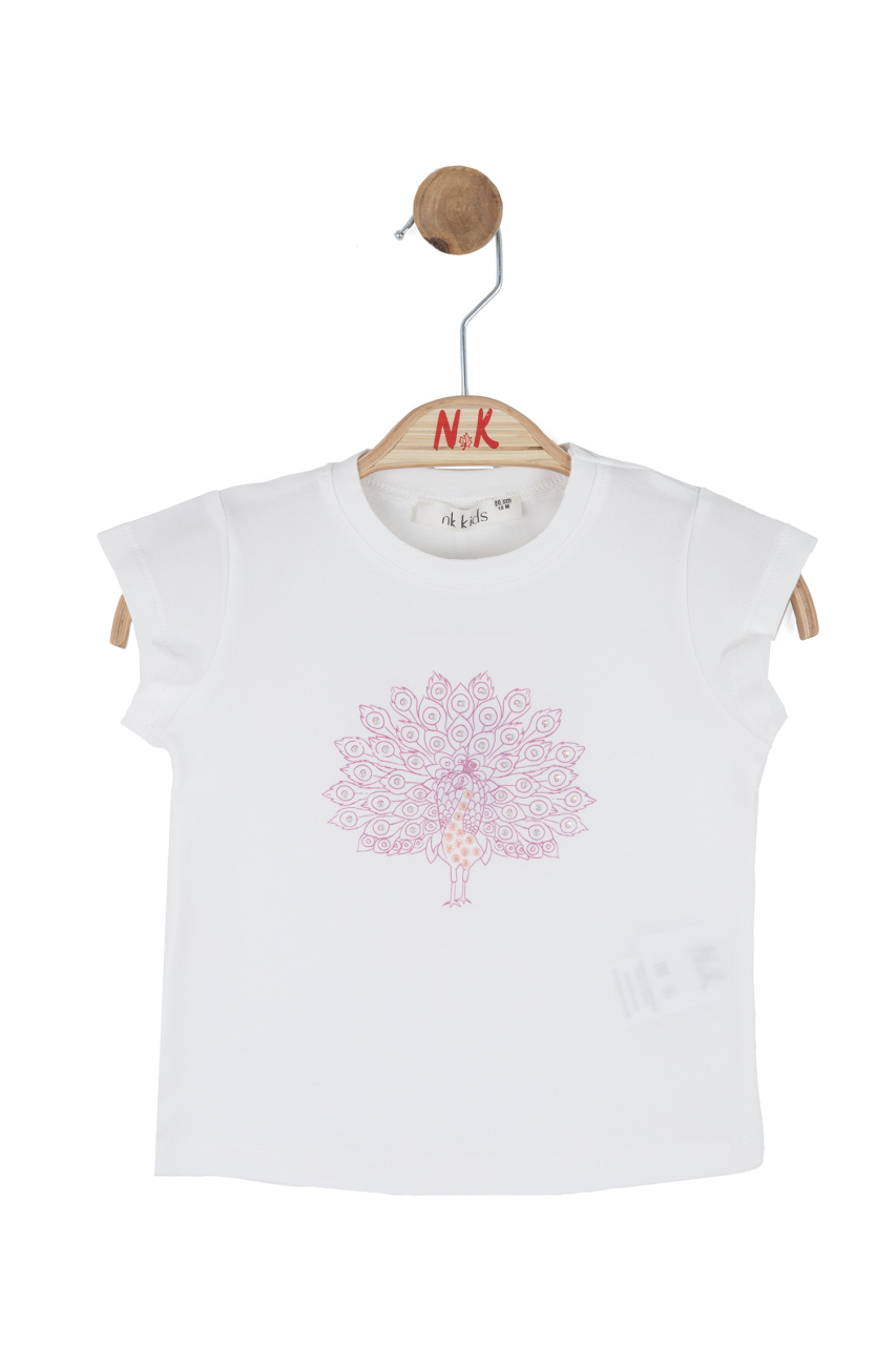 Kız Çocuk Tişort 1-4 Yaş 31626 Ekru - Lila - 3