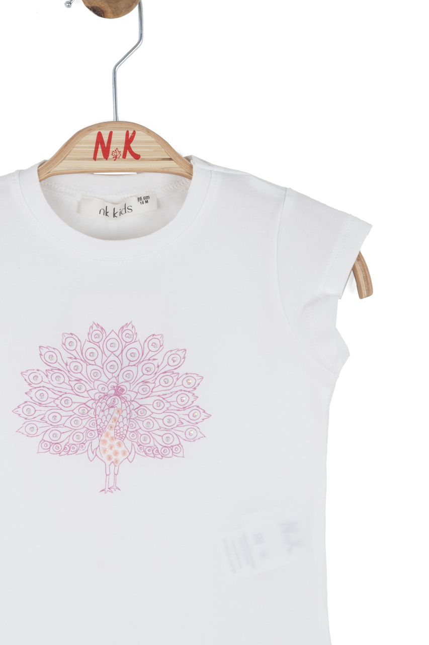 Kız Çocuk Tişort 1-4 Yaş 31626 Ekru - Lila - 5