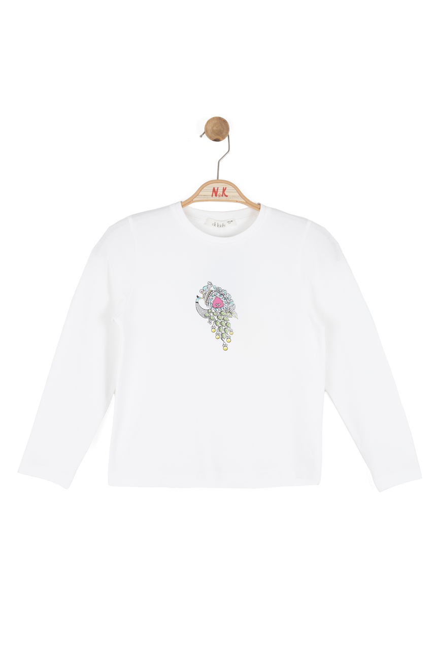 Kız Çocuk Tişort 8-14 Yaş 31337 Ekru - Fuşey - 3