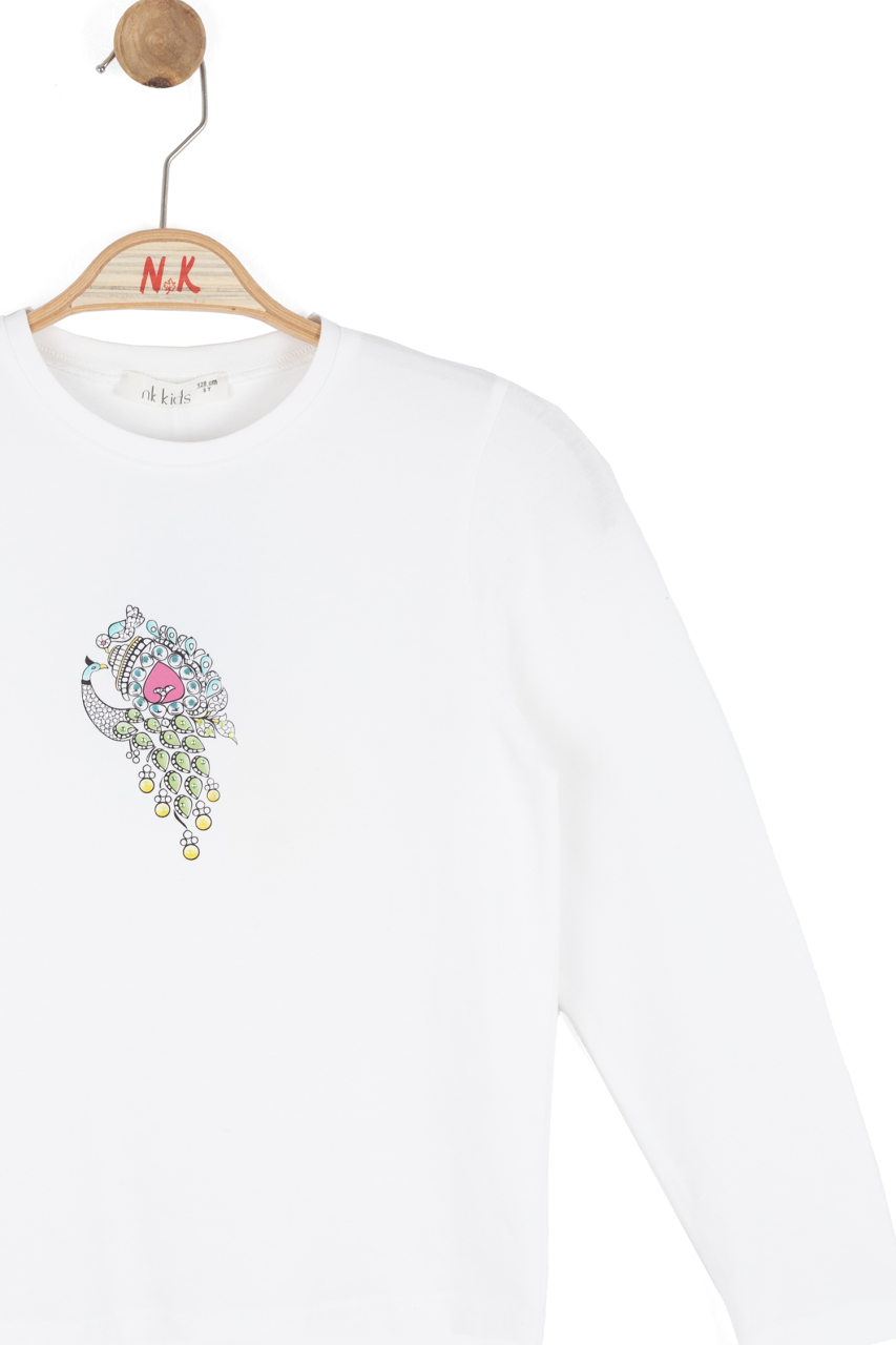 Kız Çocuk Tişort 8-14 Yaş 31337 Ekru - Fuşey - 4