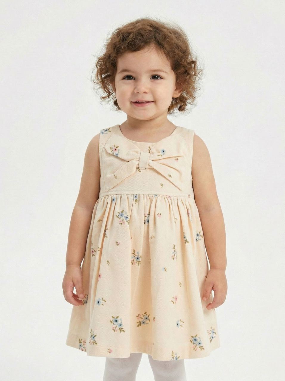 Kız Çocuk Elbise 1-4 Yaş 71602 Krem - 1