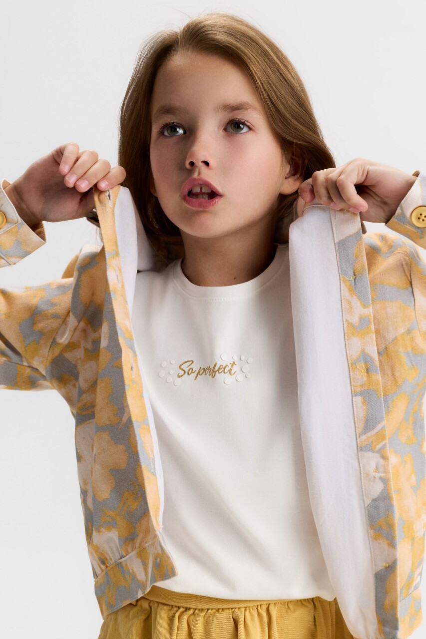 Kız Çocuk Gömlek 8-14 Yaş 31359 Sarı - 3