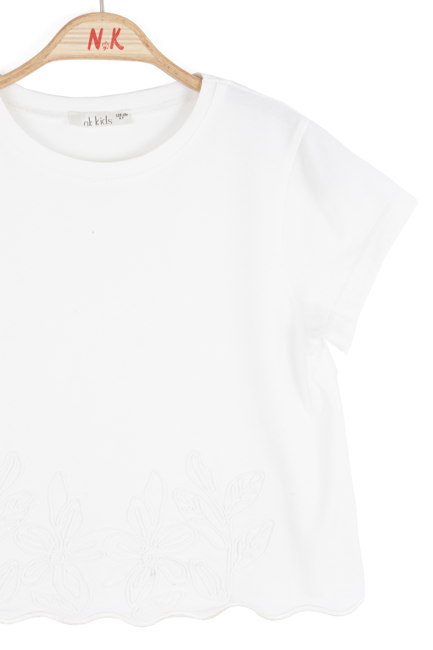 Kız Çocuk Tişort 8-14 Yaş 31328 Ekru - 4