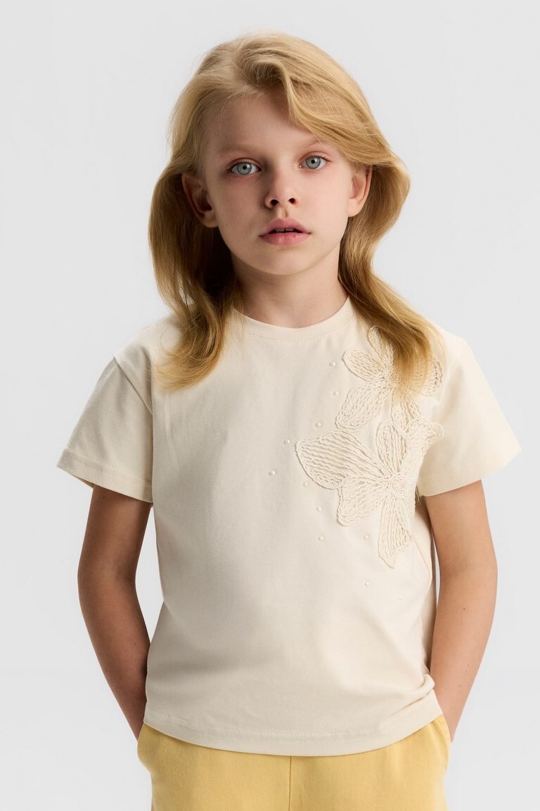 Kız Çocuk Tişort 4-8 Yaş 31524 Krem - 1