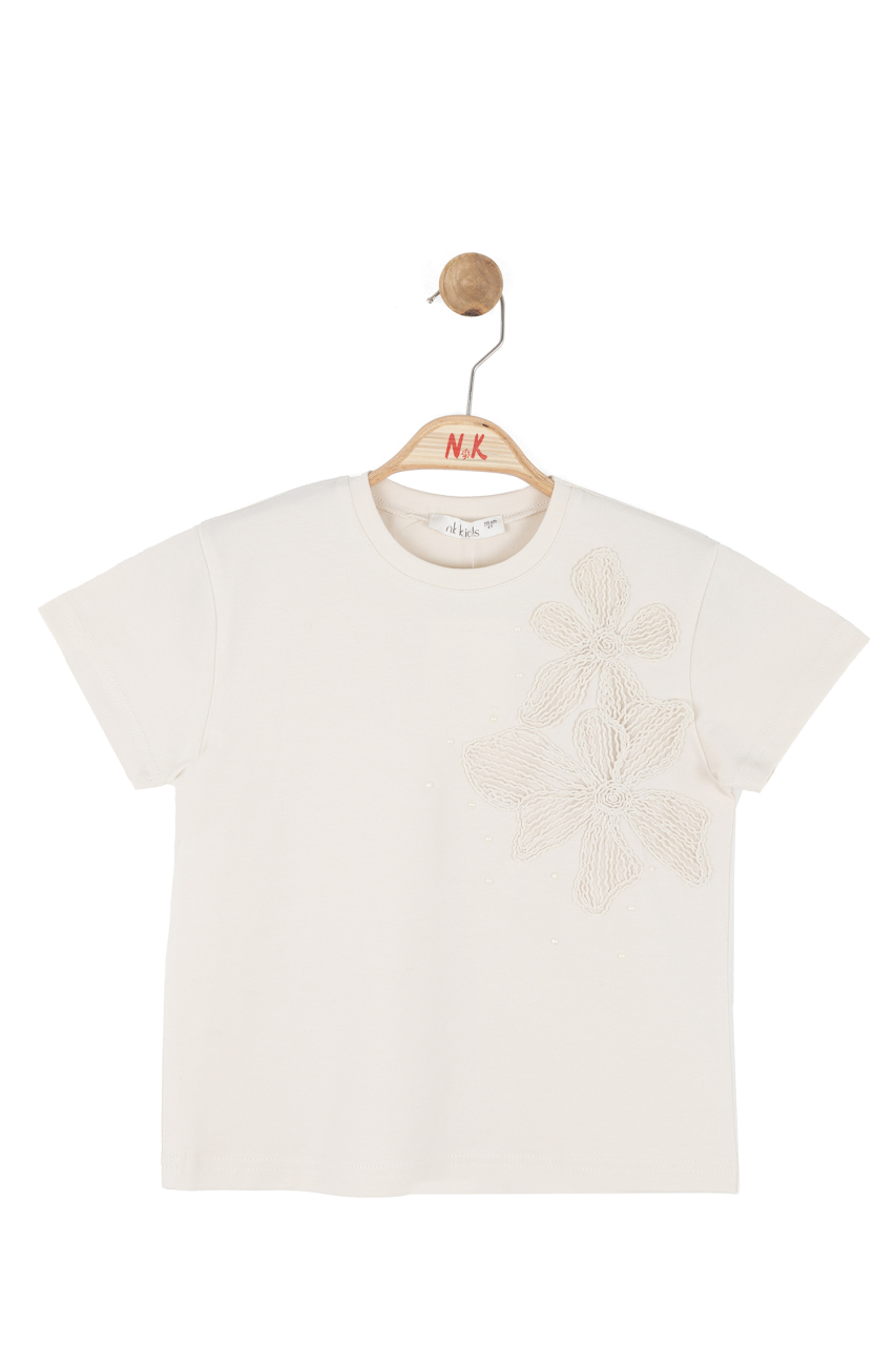 Kız Çocuk Tişort 4-8 Yaş 31524 Krem - 2