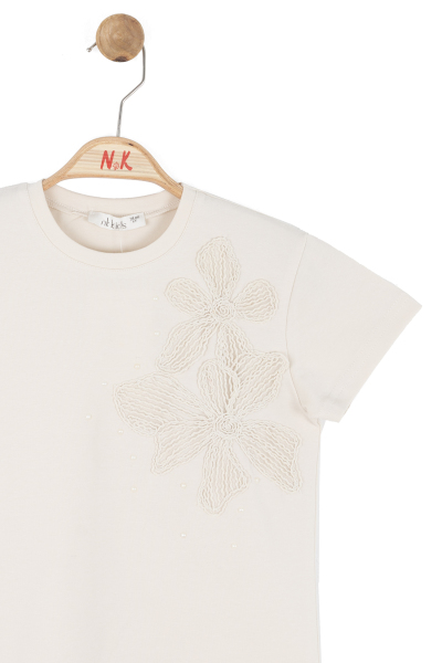 Kız Çocuk Tişort 4-8 Yaş 31524 Krem - 4