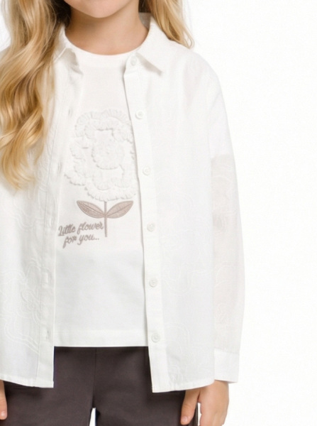 Kız Çocuk Gömlek 4-8 Yaş 31526 Beyaz - 2