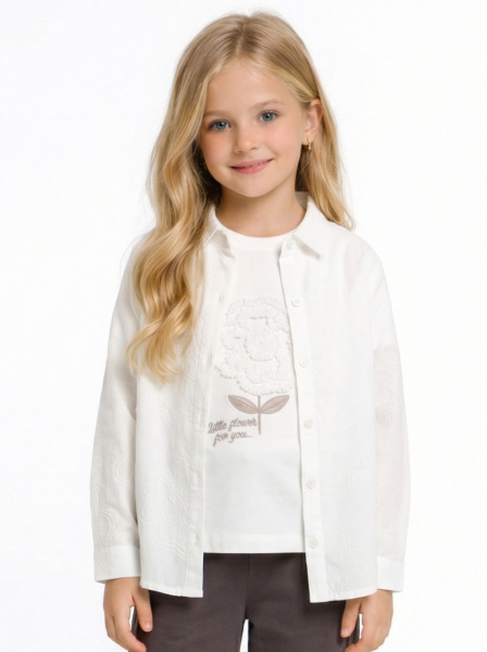 Kız Çocuk Gömlek 4-8 Yaş 31526 Beyaz - NK KİDS