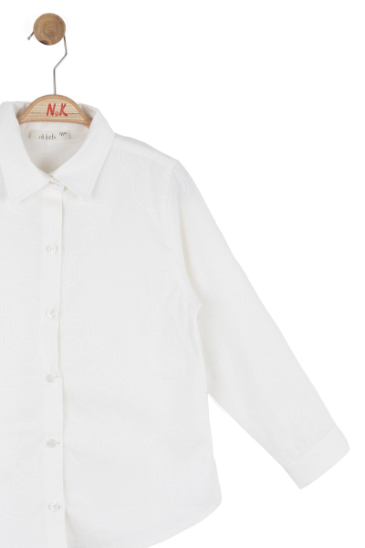 Kız Çocuk Gömlek 4-8 Yaş 31526 Beyaz - 6